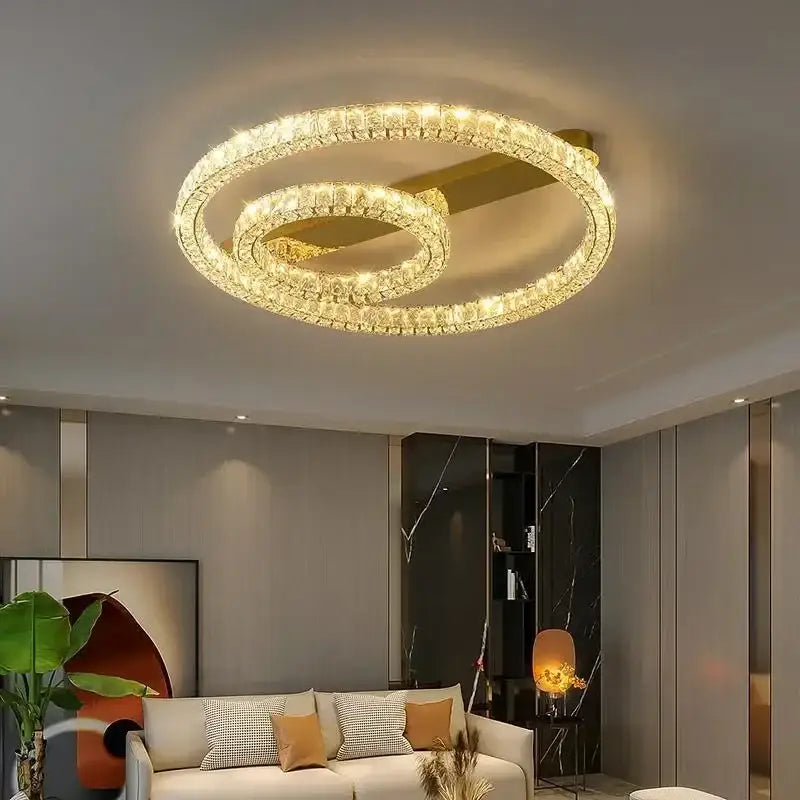 Modern golden spiral decorbites crystal ceiling lights living room