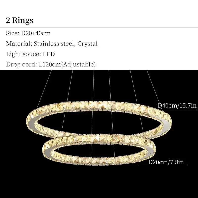 Modern gold multi ring crystal ceiling pendant light living room