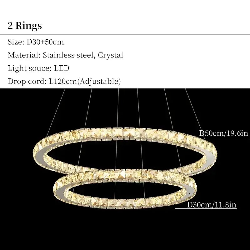 Modern gold multi ring crystal ceiling pendant light living room