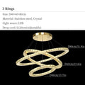 Modern gold multi ring crystal ceiling pendant light living room