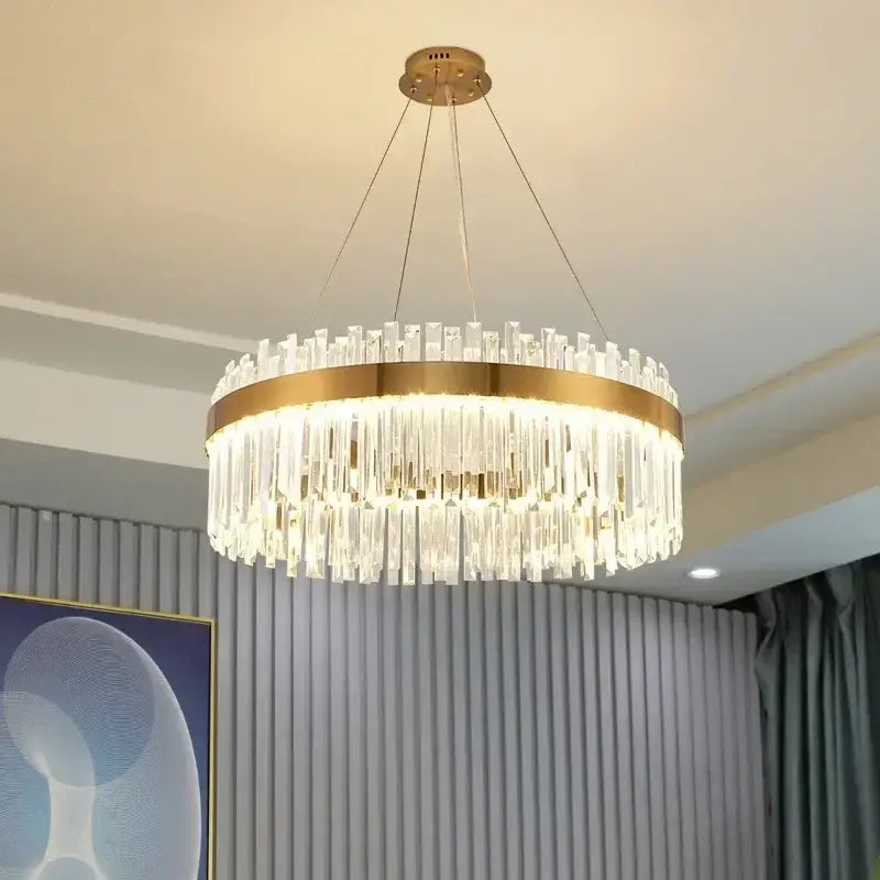 Modern gold crystal ceiling pendant light dining room chandelier