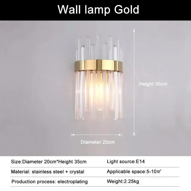 Modern gold crystal ceiling pendant light dining room chandelier