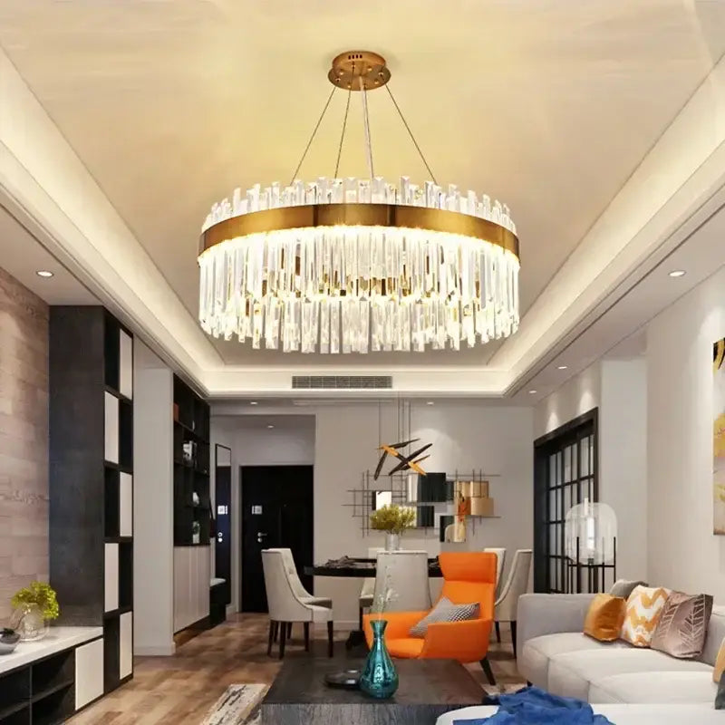Modern gold crystal ceiling pendant light dining room chandelier
