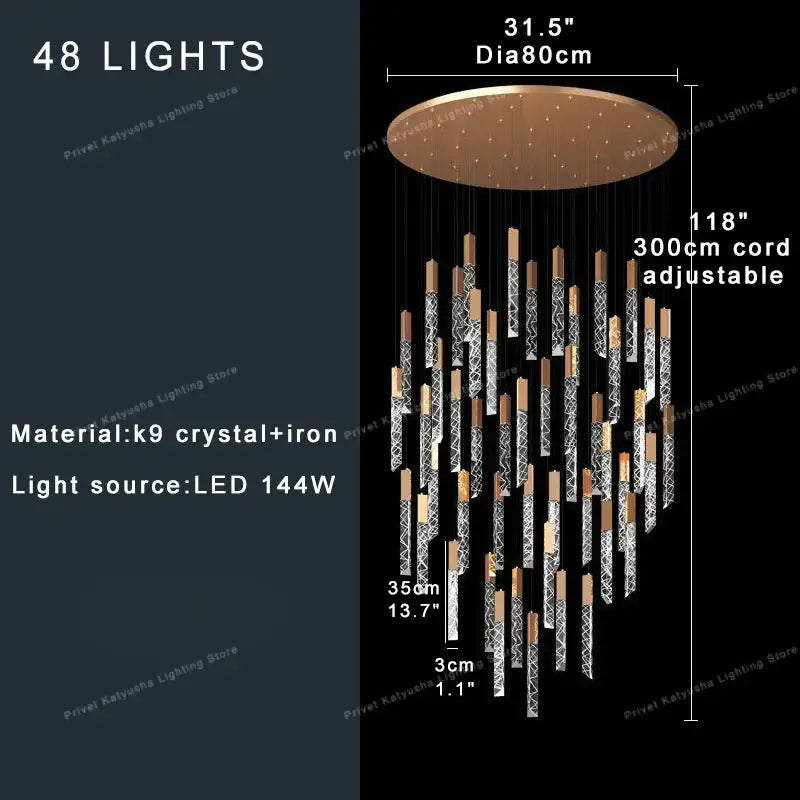 Modern copper crystal ceiling pendant light – dining room geometric glass