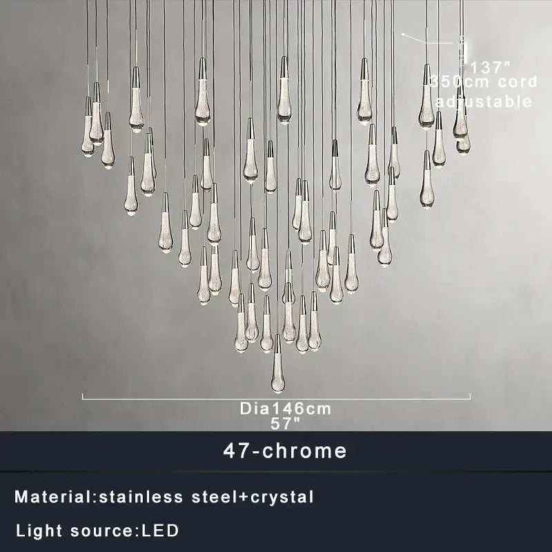 Modern crystal teardrop pendant lights for dining room