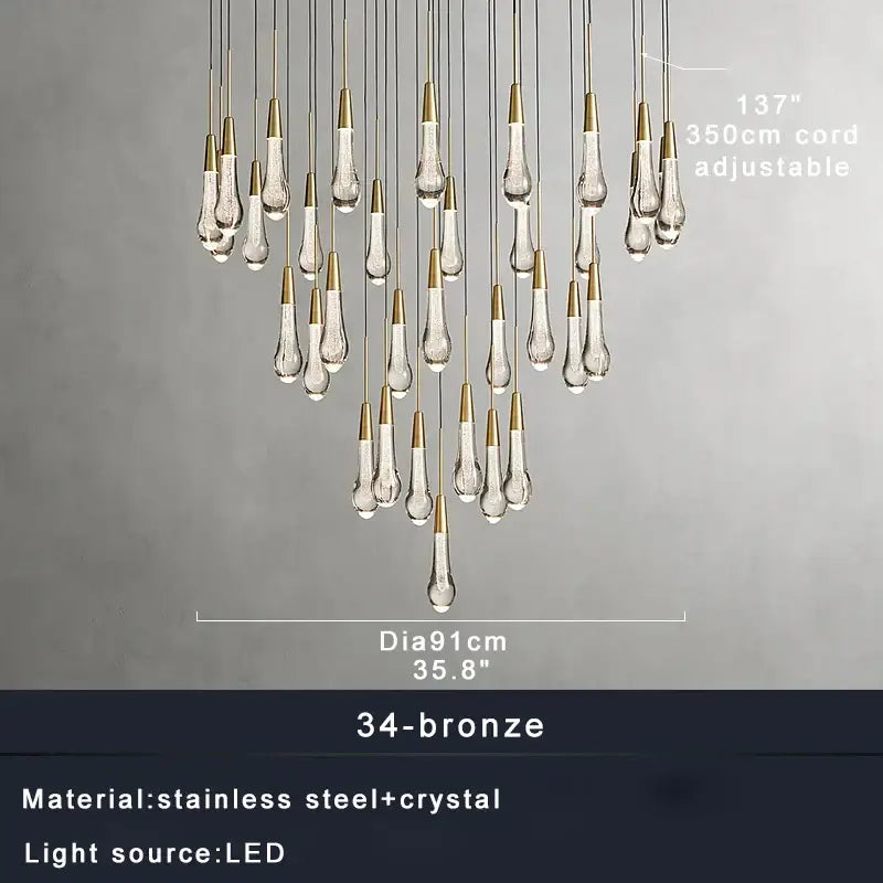 Modern crystal teardrop pendant lights for dining room