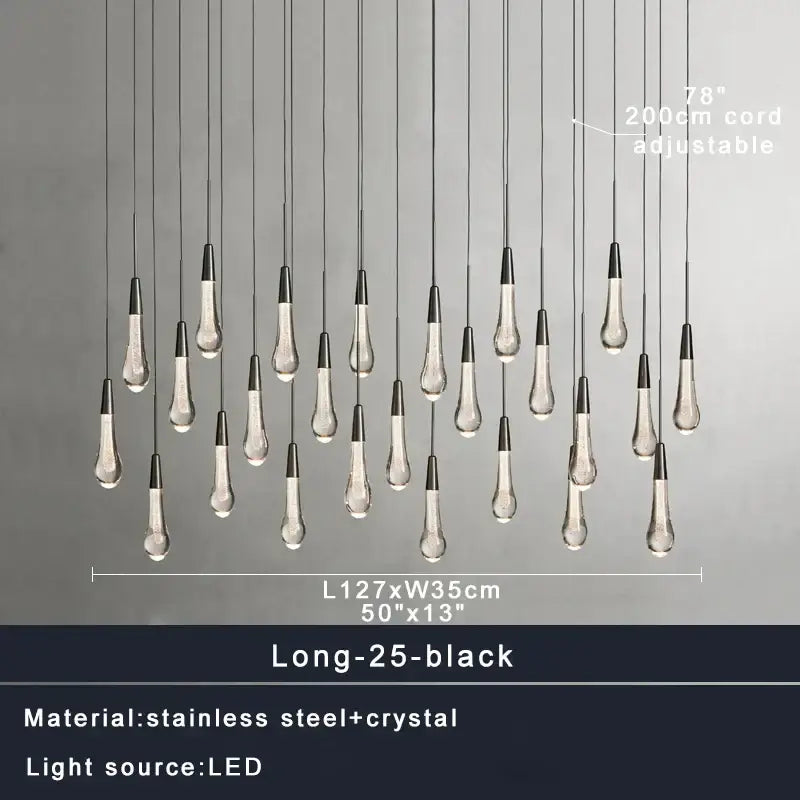 Modern crystal teardrop pendant lights for dining room