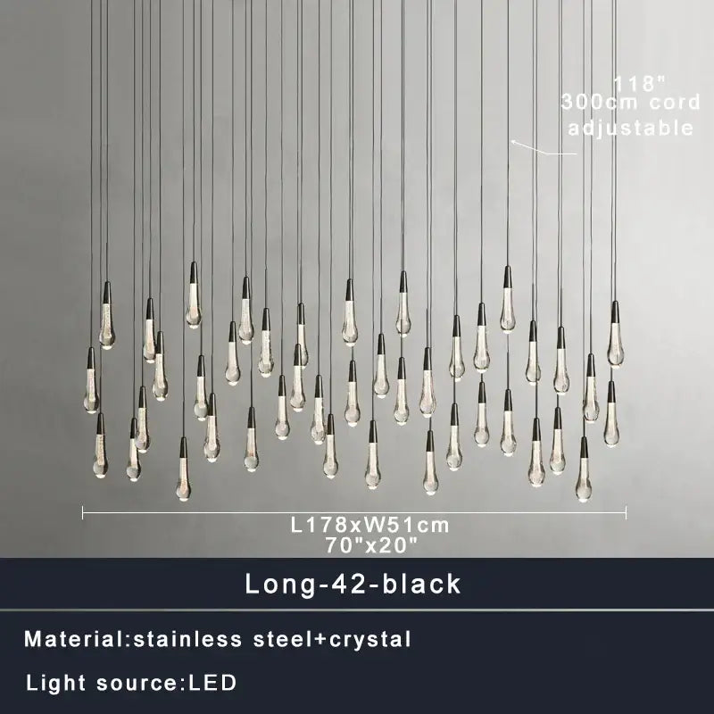 Modern crystal teardrop pendant lights for dining room
