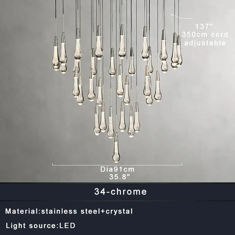 Modern crystal teardrop pendant lights for dining room