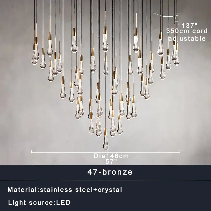 Modern crystal teardrop pendant lights for dining room