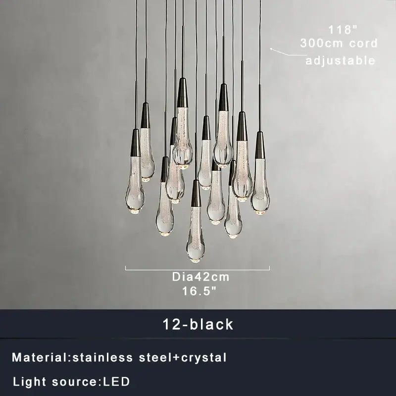 Modern crystal teardrop pendant lights for dining room