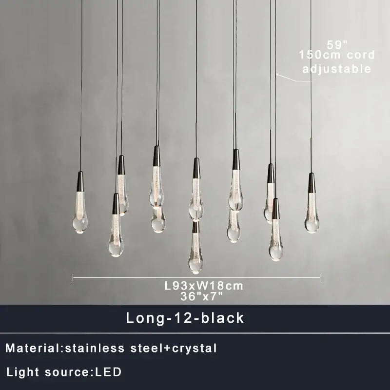 Modern crystal teardrop pendant lights for dining room