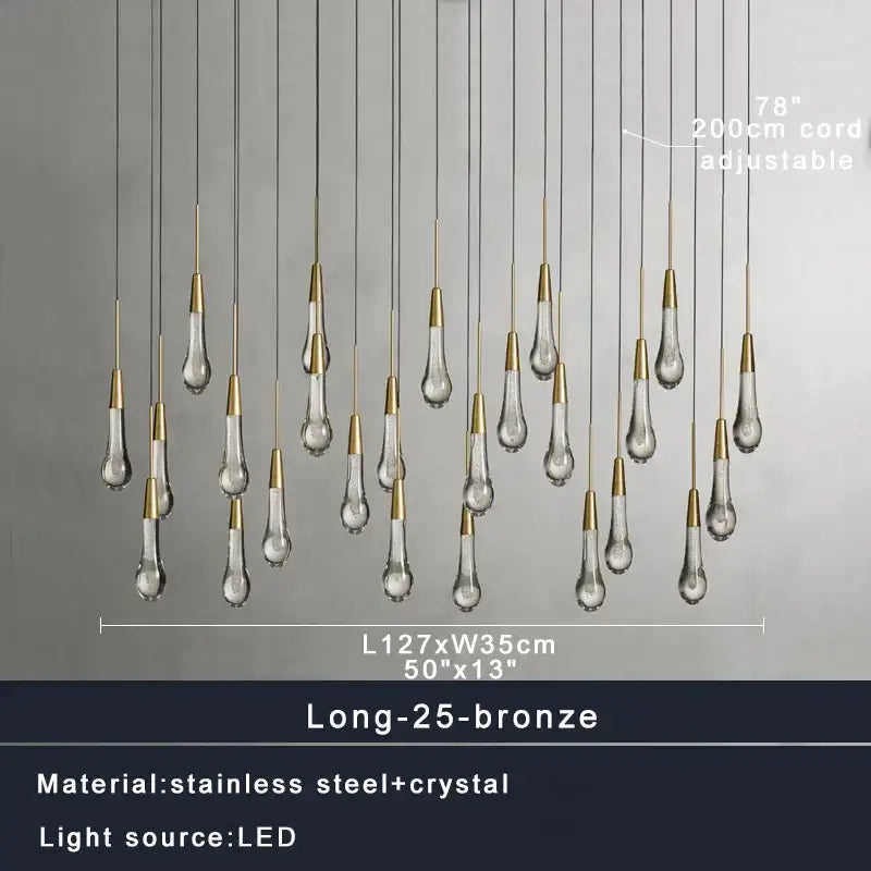 Modern crystal teardrop pendant lights for dining room