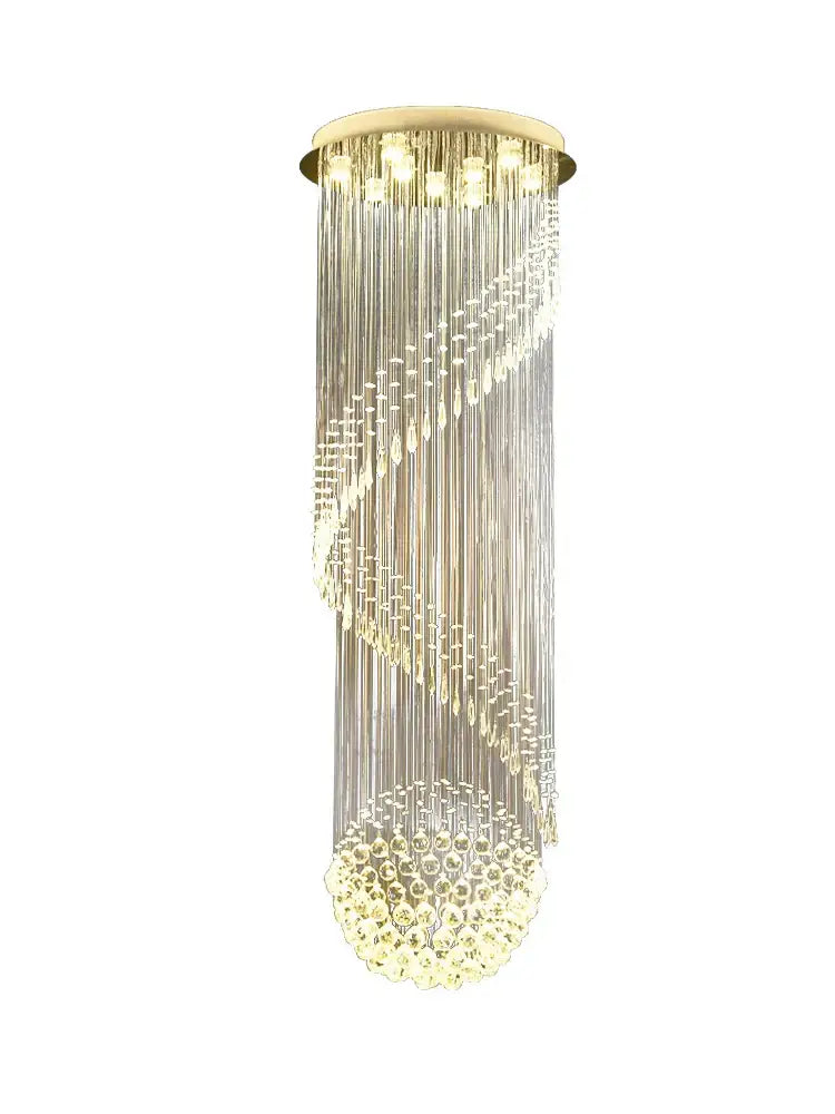Modern spiral crystal chain pendant light for living room