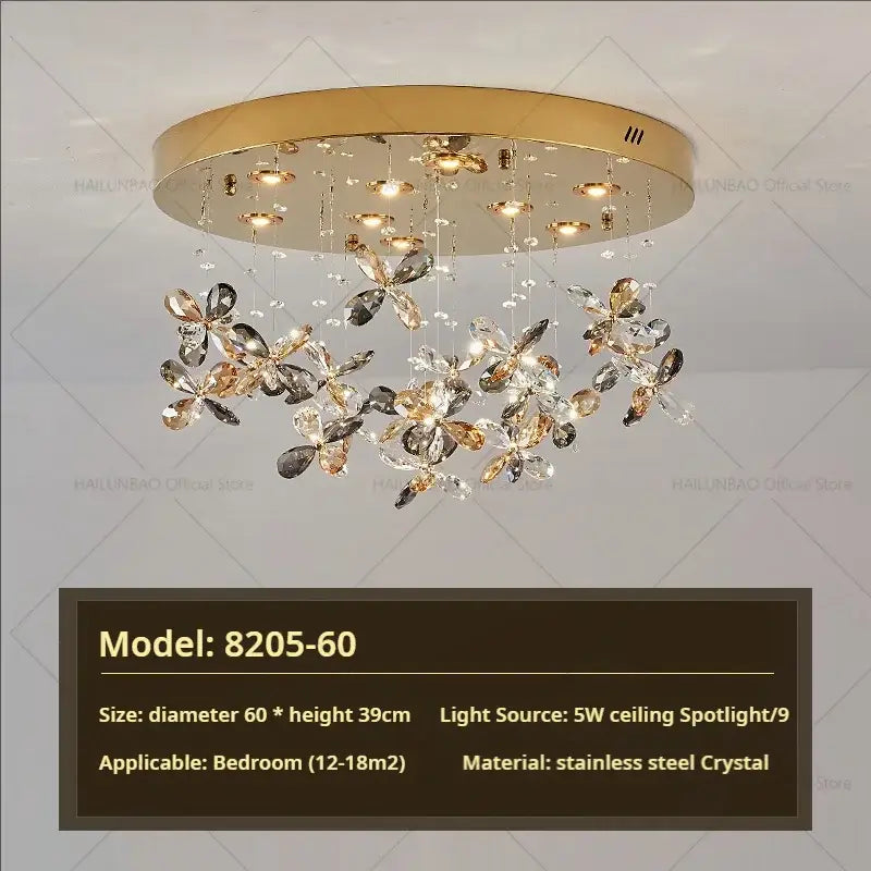 Postmodern gold decorbites crystal chandelier dining room butterfly light