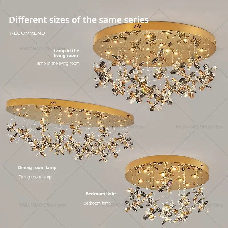 Postmodern gold decorbites crystal chandelier dining room butterfly light