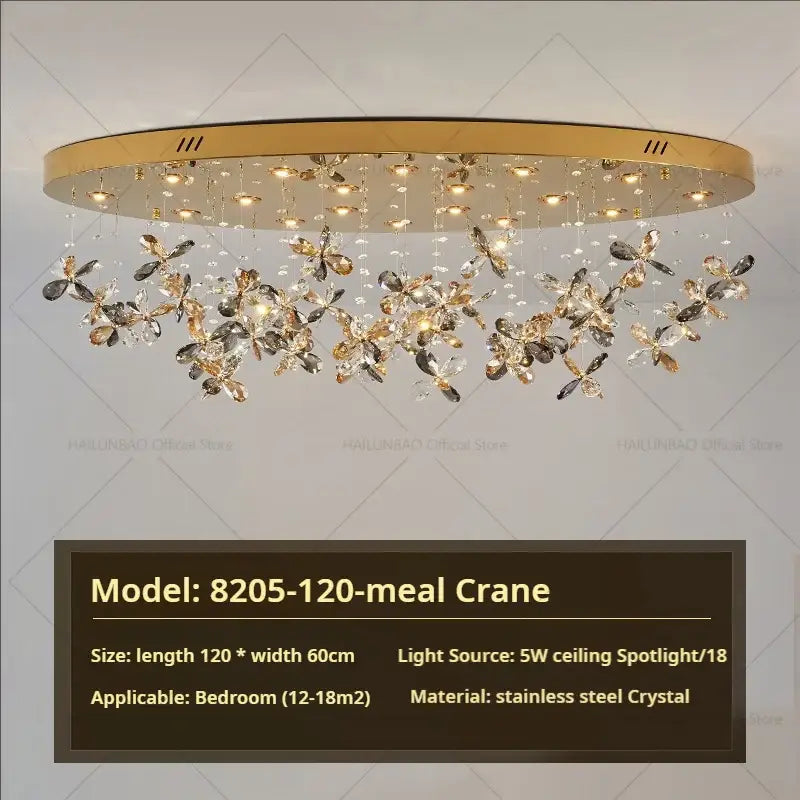 Postmodern gold decorbites crystal chandelier dining room butterfly light