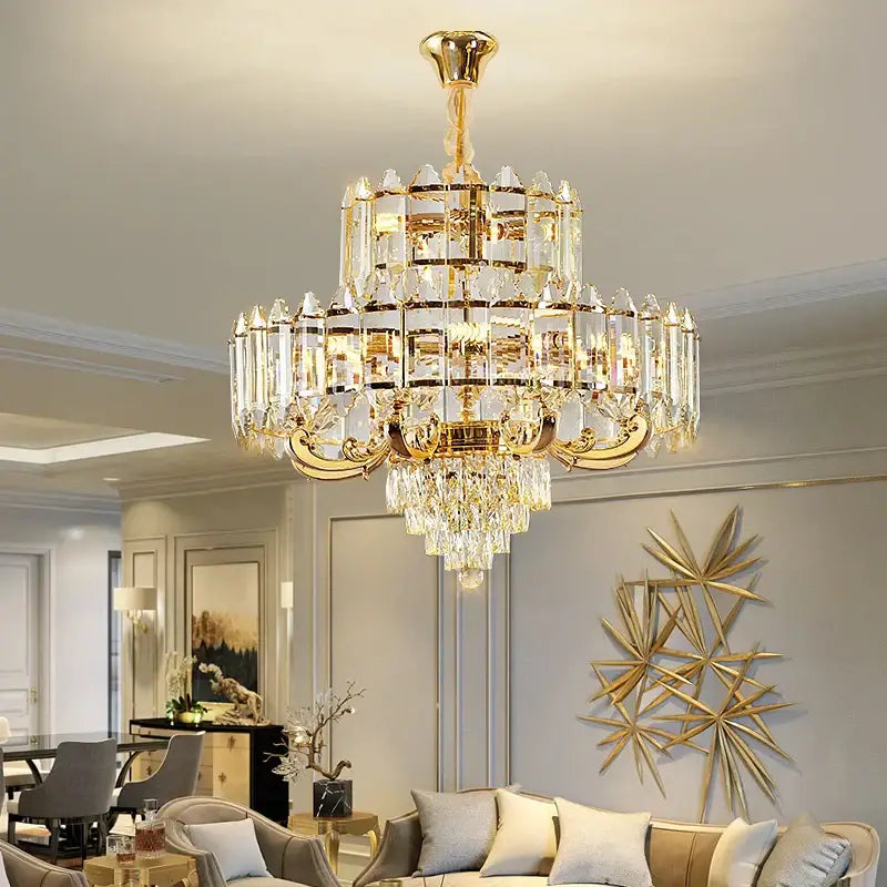 Luxury gold multi-tier decorbites crystal chandelier dining room light