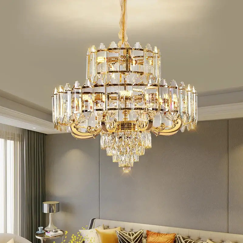 Luxury gold multi-tier decorbites crystal chandelier dining room light