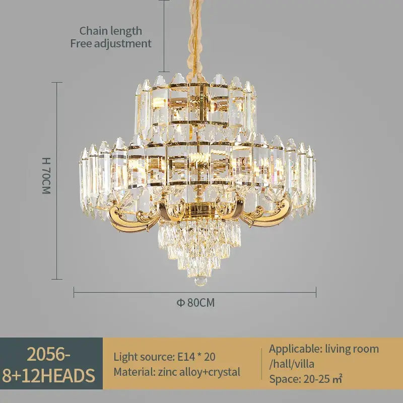Luxury gold multi-tier decorbites crystal chandelier dining room light