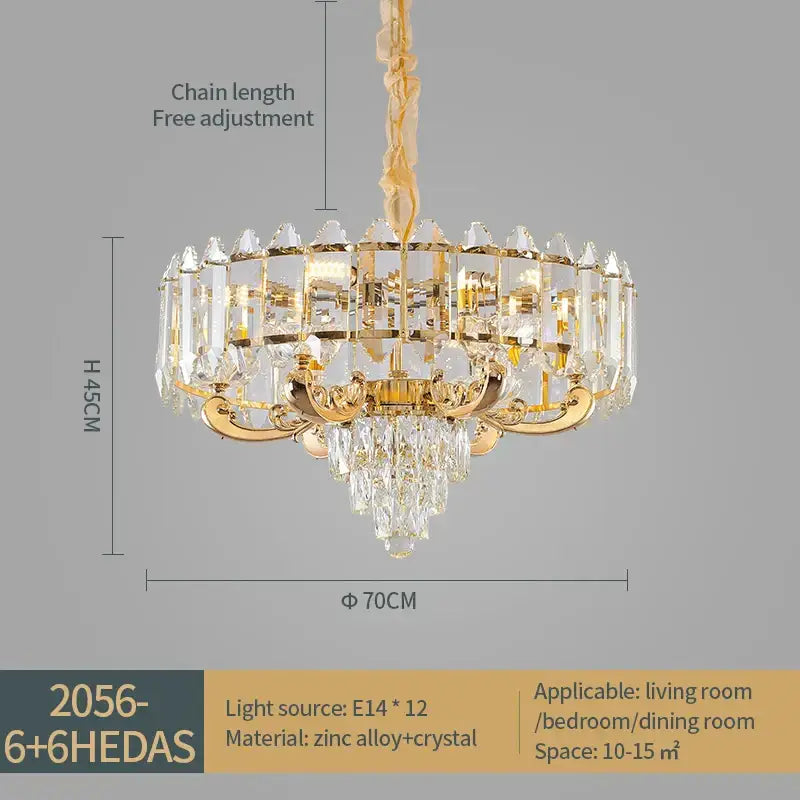 Luxury gold multi-tier decorbites crystal chandelier dining room light