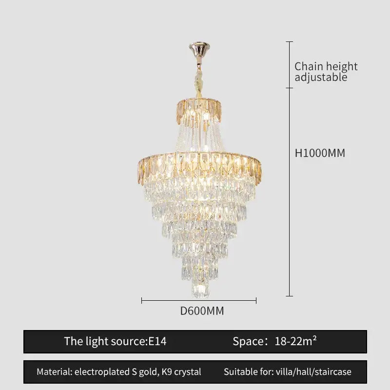 Elegant chrome multi tier crystal chandelier living room art