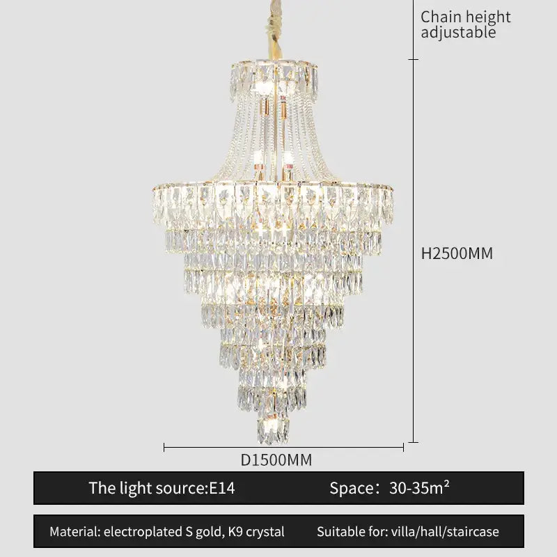 Elegant chrome multi tier crystal chandelier living room art