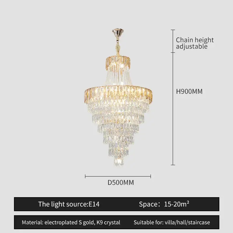 Elegant chrome multi tier crystal chandelier living room art