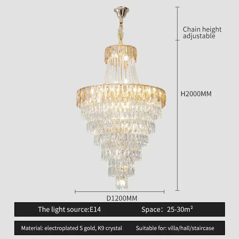 Elegant chrome multi tier crystal chandelier living room art
