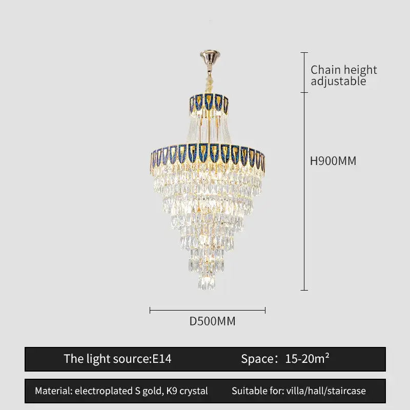 Elegant chrome multi tier crystal chandelier living room art