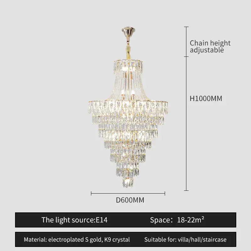 Elegant chrome multi tier crystal chandelier living room art