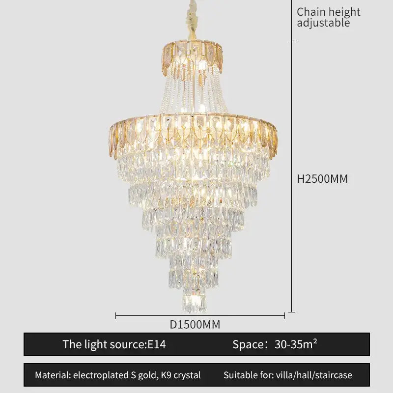 Elegant chrome multi tier crystal chandelier living room art