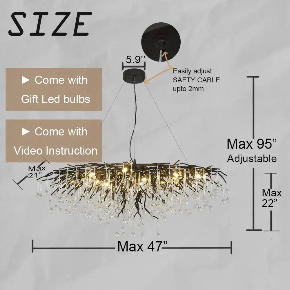 Decorbites crystal chandelier black & gold ceiling lamp dining room