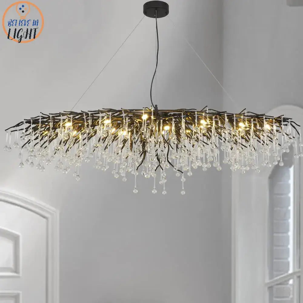 Decorbites crystal chandelier black & gold ceiling lamp dining room