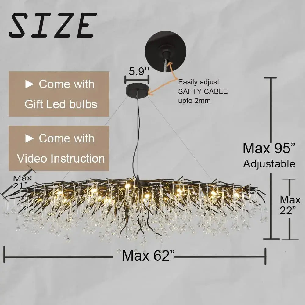 Decorbites crystal chandelier black & gold ceiling lamp dining room