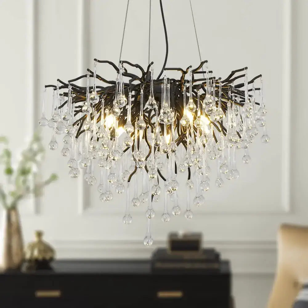 Decorbites crystal chandelier black & gold ceiling lamp dining room