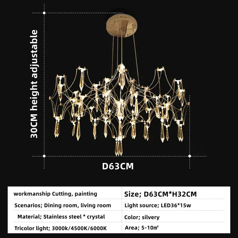 Gold decorbites crystal chandelier pendant light for dining room