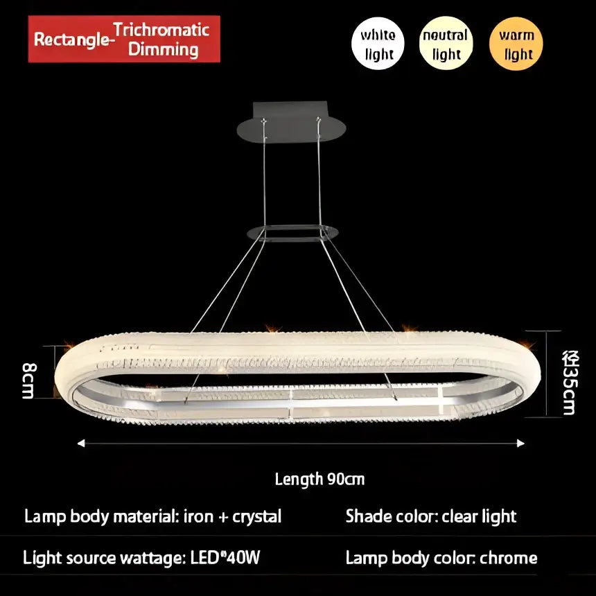 Modern luxury crystal chrome double ring chandelier dining room light