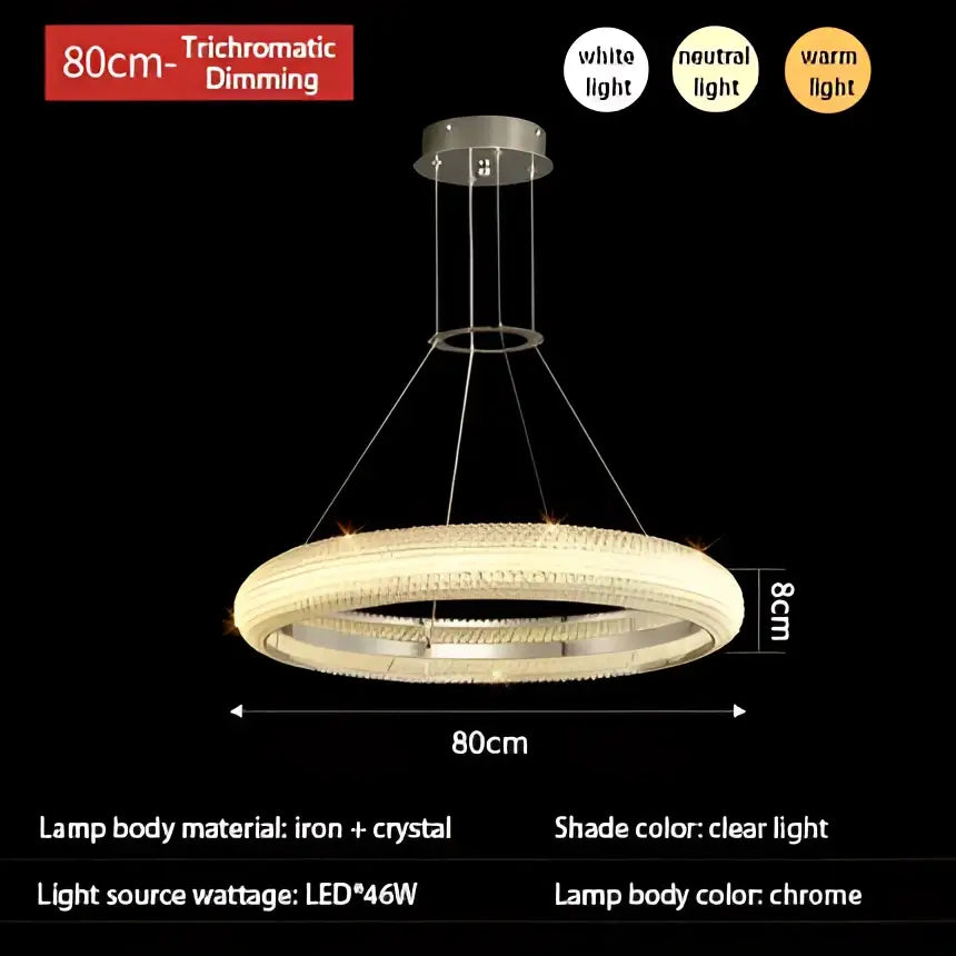 Modern luxury crystal chrome double ring chandelier dining room light