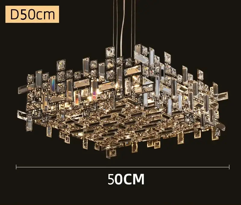 Modern square gold and clear decorbites crystal chandelier living room