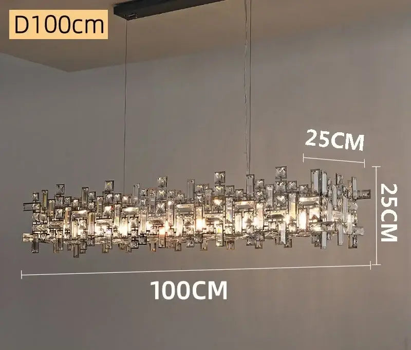 Modern square gold and clear decorbites crystal chandelier living room