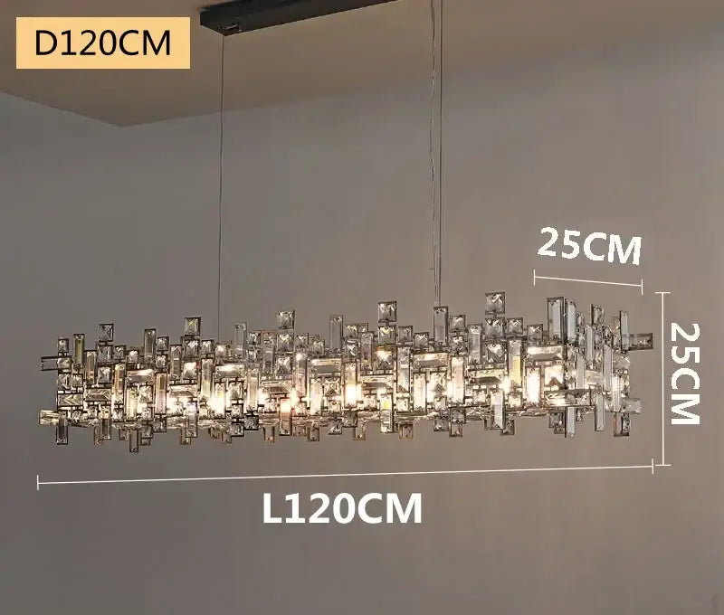 Modern square gold and clear decorbites crystal chandelier living room