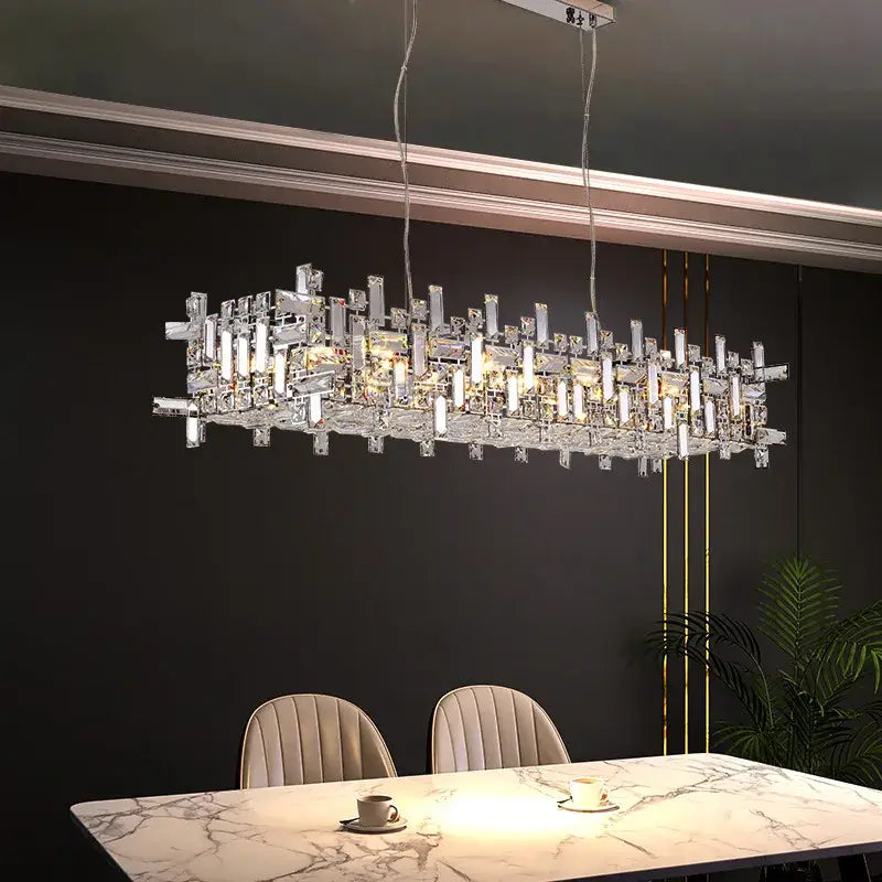 Modern square gold and clear decorbites crystal chandelier living room