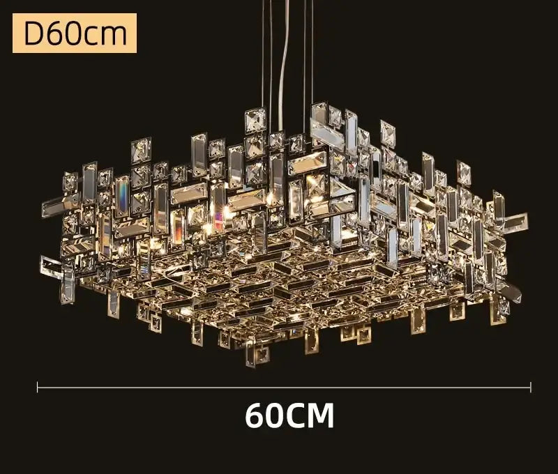 Modern square gold and clear decorbites crystal chandelier living room