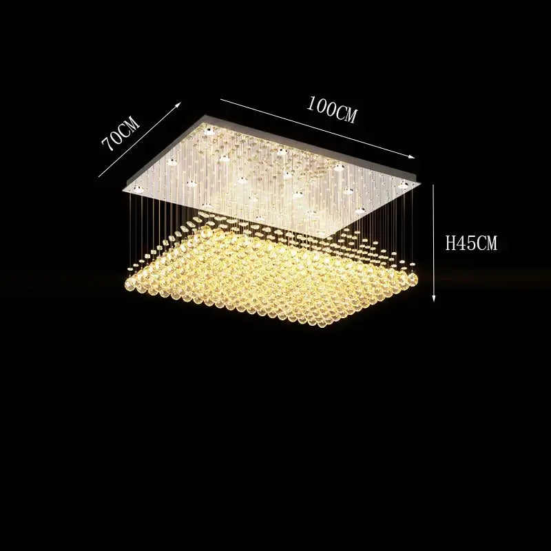Modern rectangular crystal chandelier dining room pendant light