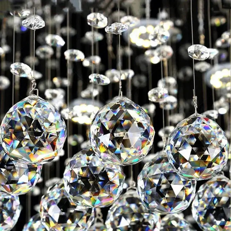 Modern faceted sphere crystal chandelier for villa staircase hall
