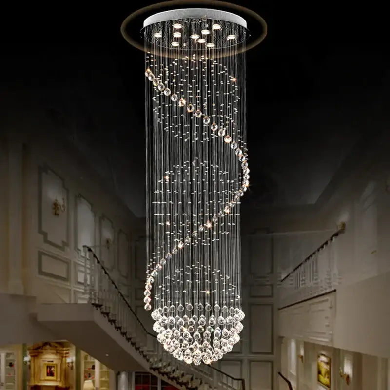 Modern faceted sphere crystal chandelier for villa staircase hall