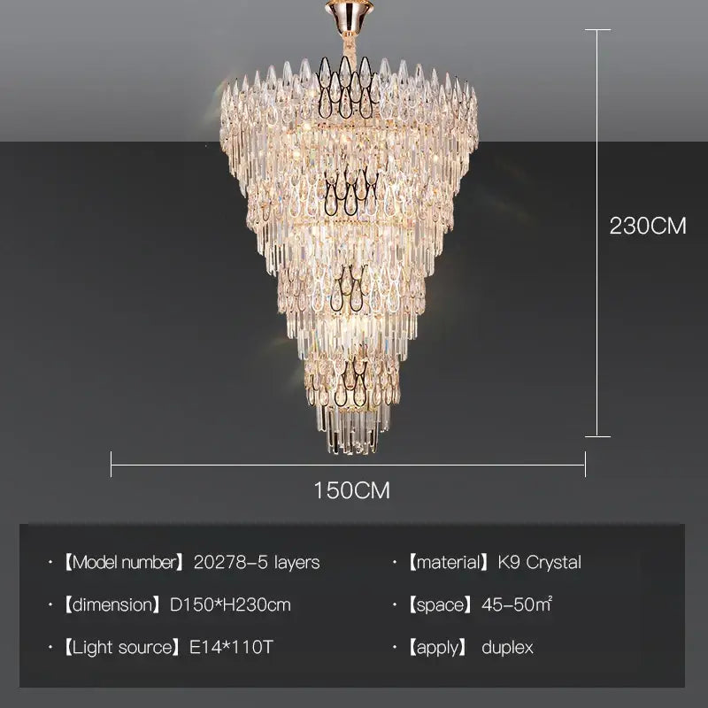 Post-modern luxury decorbites crystal chandelier for staircase