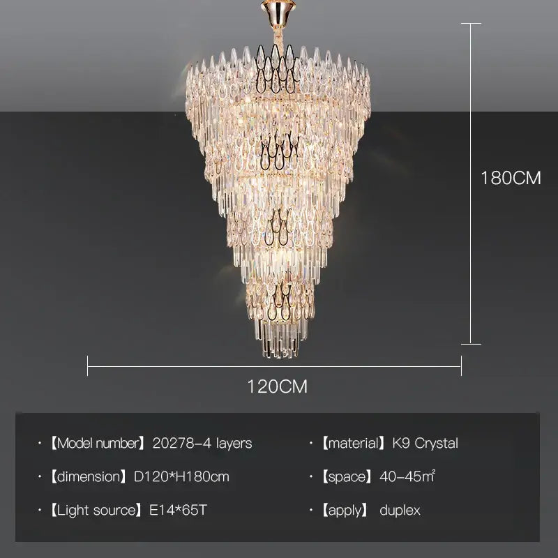 Post-modern luxury decorbites crystal chandelier for staircase
