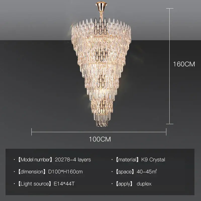 Post-modern luxury decorbites crystal chandelier for staircase